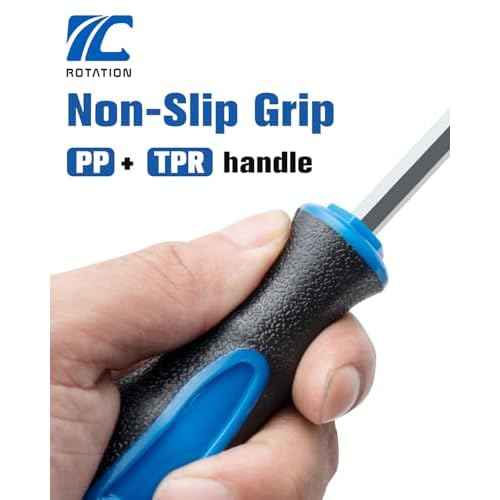 ROTATION 1/4 Inch Magnetic Bit Driver, Nut Driver with Non-slip Handle and Strong Magnet Tip, Screwdriver Handle for Holding Bits and Screws, 197mm/7.7 inch