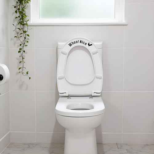 Funny Cock Toilet Stickers, Whoa Nice Toilet Sticker Decal, Waterproof Vinyl Wall Art Sign Decor, Removable Self-Adhesive Toilets Seat Quote Murals for Restroom Door Seat Decoration, Accessories