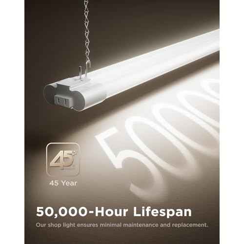 Sunco LED Shop Lights for Workshop 4FT, Linkable Garage Lighting, 4500 LM, 40W (150W Equivalent), 5000K Daylight, Surface + Suspension Mount, 48 Inch Integrated Fixture, White 4 Pack.