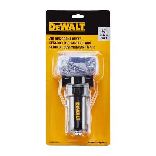 DEWALT 3/8" NPT Inline Desiccant Dryer with Clear Windows for Viewing Desiccant Life Status, High Efficiency Moisture Removal for Compressed Air Systems