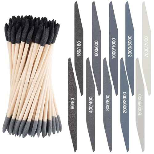 40 Pcs Model Sanding Sticks Set Include 10 Polishing Sticks Assorted 30 Double End Matchsticks Fine Detailing Sanding Twigs Coded Abrasive Tools for Tight Spaces Models(Double Angle)