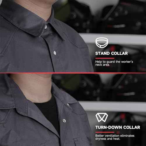 YESWELDER FR Welding Shirts Flame Resistant Lightweight, 100% Cotton NFPA2112 Fire Retardant Welding Jacket for Men Women