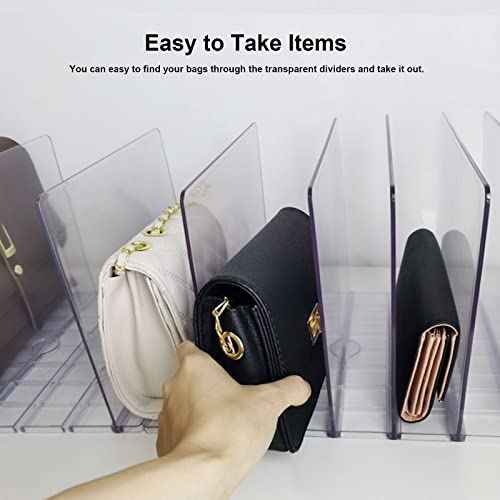 Purse Organizer for Closet, Adjustable Clear Shelf Dividers for Closet Organization Plastic Purse Storage Organizer Bag Organizer