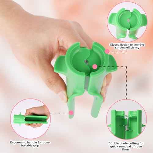Rose Thorn Stripper Tool, Zhoujitong - 3-in-1 Professional Rose Dethorner, Florist Supplies, Florist-Grade Thorn Remover for Roses with Safety Guard for Bouquets and Pruning
