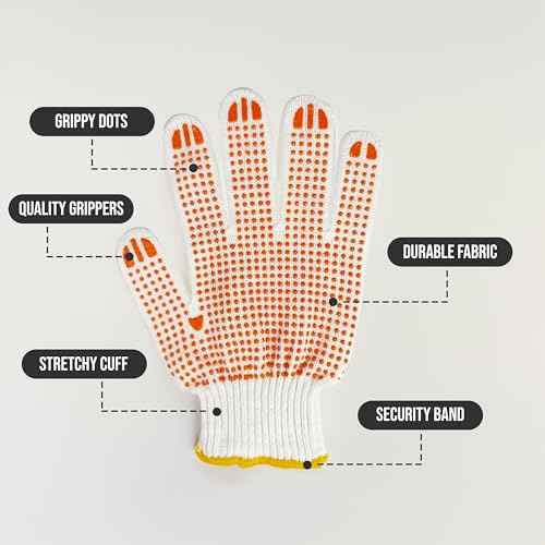 48 Pairs Cotton Grip Work Gloves Bulk Safety Protection Non-Slip PVC Rubber Dots Garage Construction Warehouse Wholesale