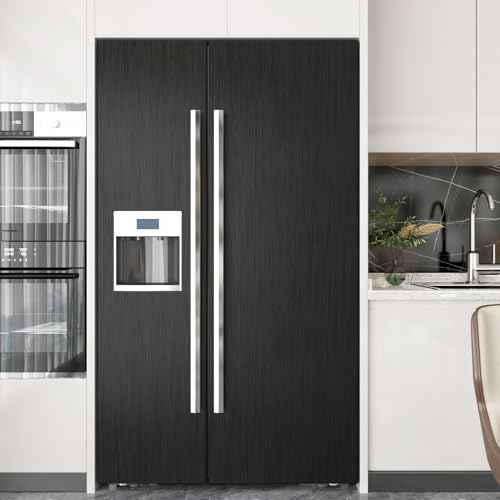 Black Stainless Steel Wallpaper Peel and Stick Backsplash Refrigerator Wrap Metallic Black Contact Paper for Cabinets Countertops Modern Furniture Upgrade Brushed Wallpaper Removable Film 15.75"¡¿78"