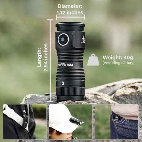sofirn LED Small Flashlight USB C Rechargeable, SC13 Bright 1300 Lumens EDC Keychain Flashlights with IPX8 Waterproof, Portable Key Ring Mini Flash Light for Everyday Carry Camping Hiking