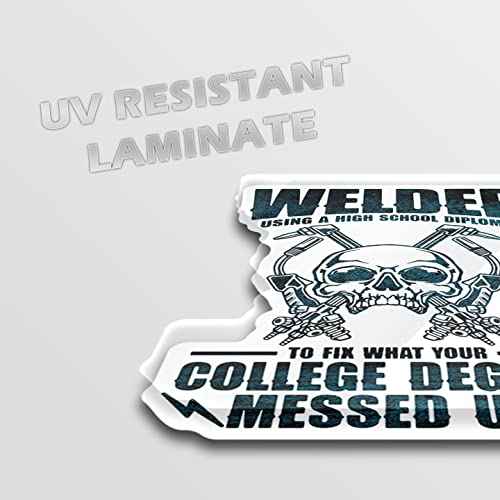 Welder Welding Vinyl Decal Sticker - for Toolboxes, Lockers, Cars, Trucks, Windows, Laptops, Cups and More - 5 Inches at Largest Point (Welder High School Diploma)
