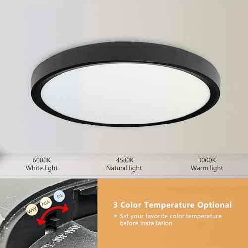 2PK 15.8 Inch Led Ceiling Light Flush Mount, 32W, 3480LM, 3000K/4000K/6000K CCT Selectable Super Slim LED Ceiling Light, Low Profile Round Flat Panel Fixture for Hallway, Bedroom,Kitchen ect