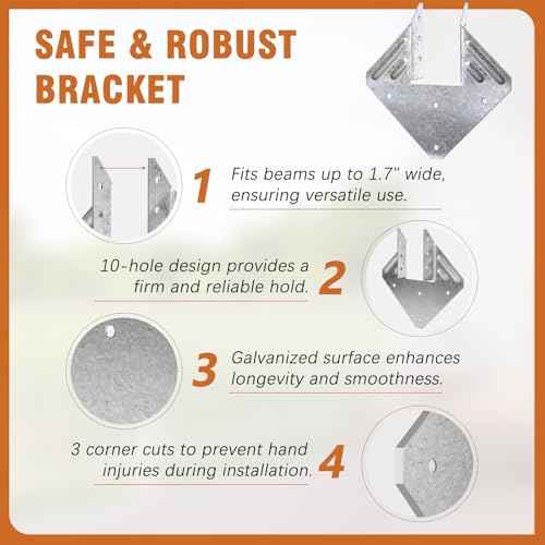 50 Pack 16-Gauge Hurricane Ties for Rafter, Heavy Duty Hurricane Straps, Robust Hot Dip Galvanized Rafter Ties Brackets, Joist Hangers for 2X Deck Joists