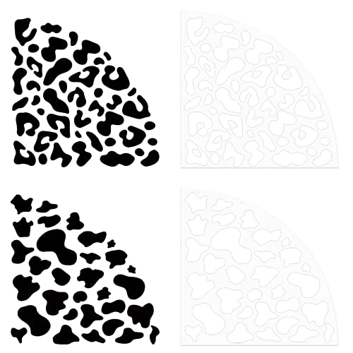 CRASPIRE Leopard Sleeve Stencil 2pcs Leopard Print Template Reusable Leopard Bleached Shirt Acrylic Sleeve Stencil Fan Shaped for Painting Baking DIY Crafts Wall Furniture