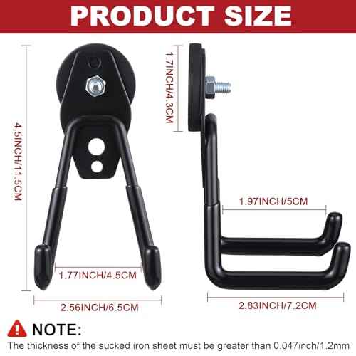 Landhoow Large Magnetic Hooks Heavy Duty Garage Magnet Hooks Strong Storage Utility Magnetic Hangers with Anti Slip Rubber Coating for Indoor and Outdoor Hanging(Black,14 Pcs)