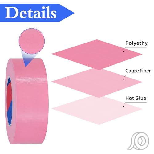 Duct Tape 55 Yards x 2 Inch Heavy Duty, No Residue, Tear by Hand & Waterproof Pink Duct Tape,Great for Packaging, Home Use, DIY, Projects and Repairs