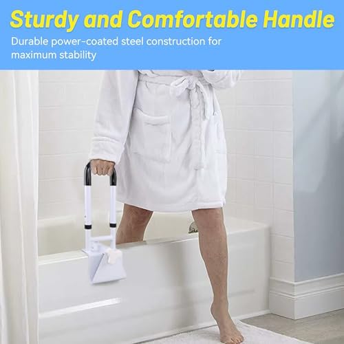 Adjustable Bathtub Grab Bars for Seniors, Tub Handle Grab Bar for Elderly Bath Support, Bathtub Safety Rail, Height and Width Adjustable