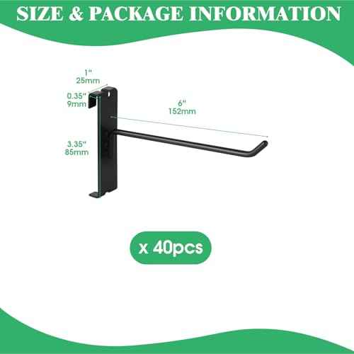 40Pcs 6" Gridwall Display Hooks Assortment Set, Black Metal Grid Wall Panel Hanging Display Hook for Garage Shop Retail Storage, Wire Diameter 5mm/ 0.2¡±