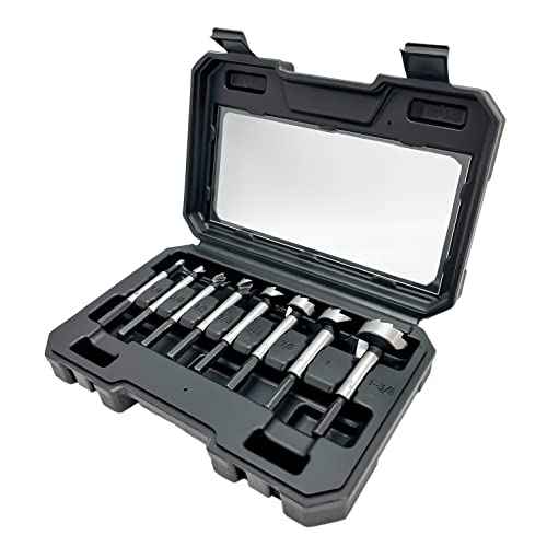 Forstner Bit Set 8Pcs Hex Shank, Wood Drill Bits Set with Multi Sided Shank