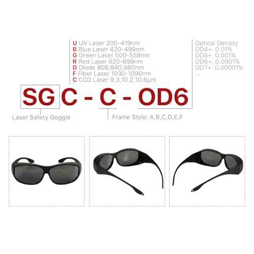 Cloudray CO2 Laser Safety Glasses,Safety Goggles,10600nm Laser Safety Goggles,Eye Protection Od 6+ Glasses Professional Goggles for CO2 Laser Engraver Cutter (Style C)