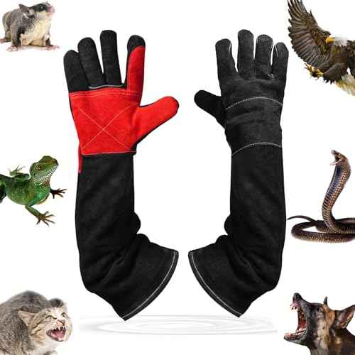 Animal Handing Gloves Bite Proof,Leather Welding Gloves,Multipurpose Puncture Proof Glove for Dog,Cat,Reptile,Snake