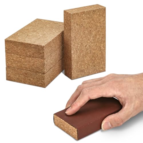 4 Pack Cork Sanding Block, 3-8/9" x 2-3/8" x 7/9" Sandpaper Block, Sand Paper Block, Small Cork Block, Sander Block, Hand Sanding Block for Sandpaper, Wood