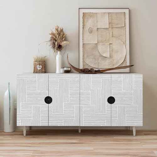 Naphite Grey Modern Peel and Stick Wallpaper Boho Striped Line Contact Paper for Cabinets Drawers Geometric Self Adhesive Removable Wallpaper for Bedroom Bathroom Waterproof Wall Decor 17.3inW 78.7inL