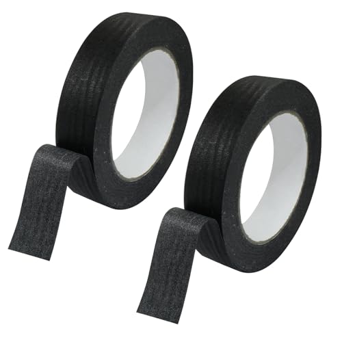 2 Rolls Black Masking Tape, 1" x 55 Yards Medium High Tack Masking Tapes, All Purpose Label Tape for Painting, DIY, Home, School, Office, Labeling and Crafts