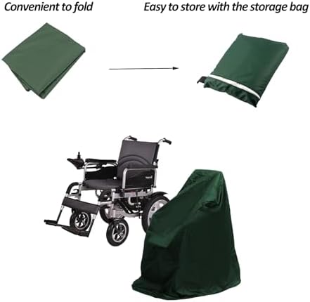 Wheelchair Cover Waterproof Electric Wheelchair Covers for Indoor and Outdoor Travel, 210D Oxford Mobility Scooter Cover for Storage, Prevent Rain Wind Dust Dirt Snow Sun 40x30x40 Inch (Green)