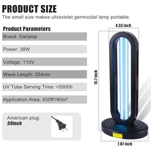 Home Disinfection Device,UV Light Sanitizer for Dust Mites, Ultraviolet Light Sanitizer for Room,UVO 254 Lamp,UVC Lamp with Remote Control
