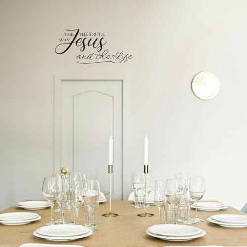 Jesus The Way The Truth and The Life - John 14:6 - Bible Verse Quotes Wall Decal Art Letters Scripture Christian Motto Room Decoration Pure Black Vinyl