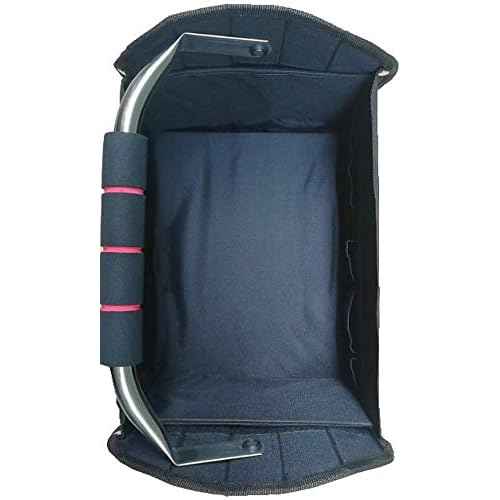 Pink Tote Bag Multi-Purpose Collapsible Wide Mouth Tool Box Organizer With Steel Handle. Great for Home Improvement/Contractors Tools. Heavy Duty Storage Pockets. With Over the Shoulder Strap