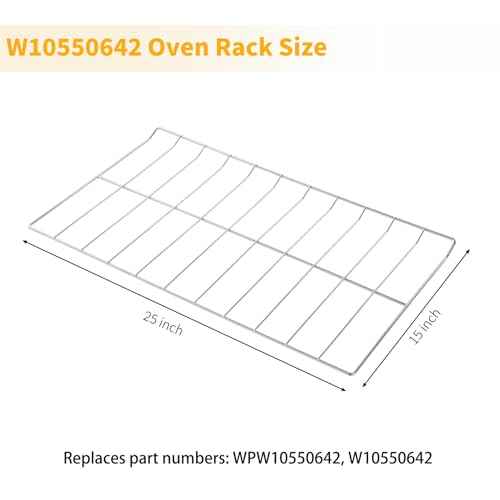 Allstare W10550642 Oven Rack Replacement Parts for Whirlpool Stove Oven Rack Amana Range Parts 304 Stainless Steel Oven Rack WPW10550642 WFG320M0BS3 WFG505M0BS3 25 x 15 Inches Oven Shelf Wire Rack