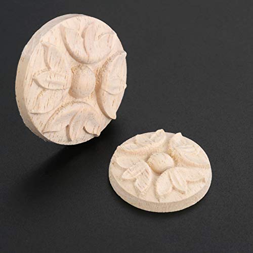 MUXSAM 10Pcs Wood Appliques Carved Onlays, Round Wooden Carving Decals Accent Pieces for Craftsman Designed & Bulit Furniture, Decor for Wall Door Cabinet Dresser Cupboard Bed Fireplace, 4cm/1.57"