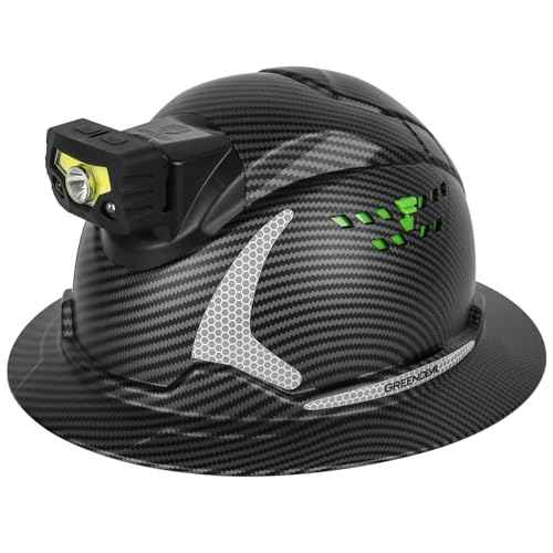GREEN DEVIL Matrix Full Brim Hard Hat with Headlight Vented Construction Safety Helmet OSHA Approved Cascos De Construccion Work Hardhat for Men&Women