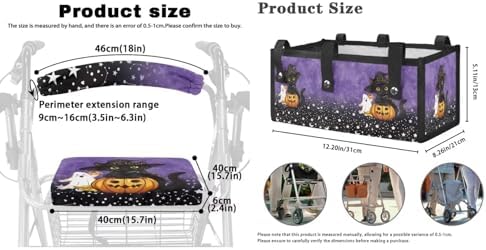 LedBack Black Cat Pumpkins Wheelchair Bag for Seniors Walker Accessories Rollator Walker Cover and Backrest Cover and Under Seat Bag, Halloween Decorations