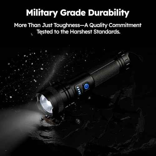 THY TRY Rechargeable LED Flashlight 2-Pack, 90000 High Lumens Super Bright Handheld Flashlights, 5 Modes & Adjustable Focus, High Powered Handheld Flashlight for Home Camping Outdoor Night Work