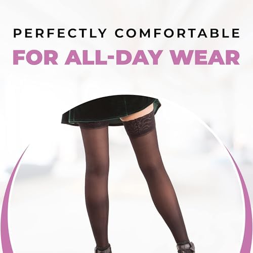 ITA-MED Sheer Thigh High Compression Stockings for Women, 20-30 mmHg Medical Compression Socks, Closed Toe