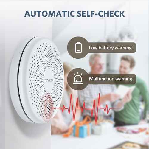 Smoke Detector Carbon Monoxide Detector Combo, 10-Year Battery Ultra-Thin Smoke & CO Alarm with Large Test/Silence Button, Adhesive & Screws Included