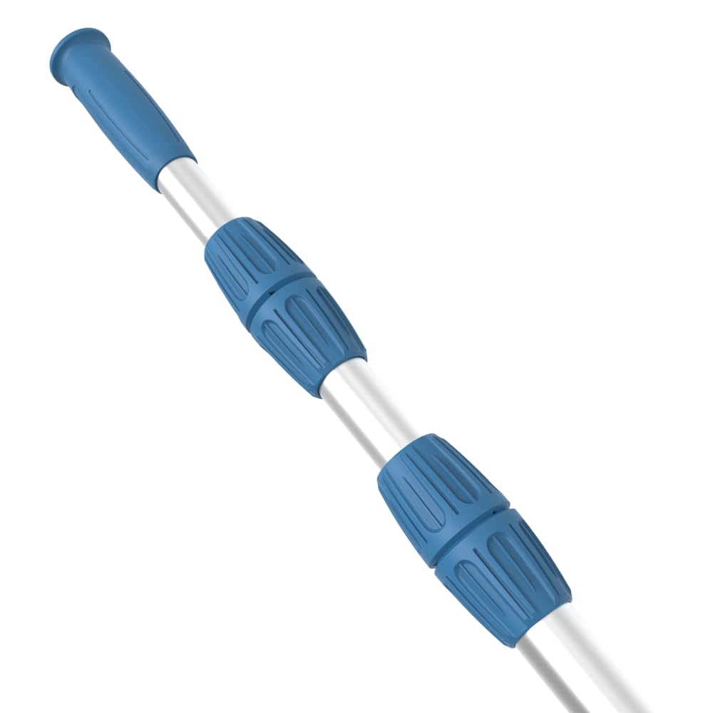 KEMANO Professional 15ft Heavy Duty Swimming Pool Pole, Telescopic Aluminum, Adjustable 3.4-15ft, Fits Pool Vacuum, Net, Brush, Hook, Cleaning Tools, Universal Mount, Anti-Slip Grip, Twist Lock Design