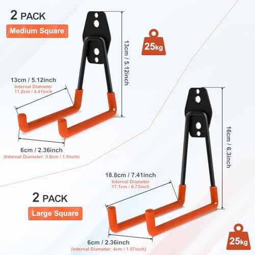 UCINNOVATE Garage Hooks Heavy Duty, 14 Pack Wall Mount Storage Hangers with Extra Welding Spots, Garage Organizer for Power Tool, Garden Tool, Utility, Ladder, Hose,WeedEater,Shovel,Blower(Orange)