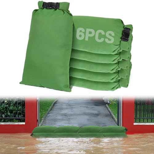 6pcs No-Leaking Sand Bags for Flooding with Buckle - No Tying, Easy to Carry, High-Density Canvas Flood Protection Water Barrier Sandbags for Home Door Basement Garage Flood Control, 13.8'' x 25.6''