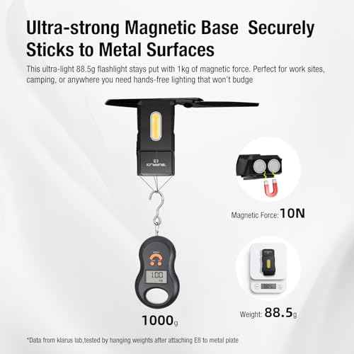 Klarus E8 180¡Æ Swivel Head & Triple-Light Pocket Flashlight - 1000 Lumens, Rechargeable, IPX6 Waterproof, Magnet, Clip (EDC)