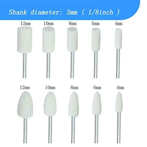 Luo ke 20 Pieces Compressed Wool Polishing Wheels Wool Felt Grinding Bits Buffing Tips with 1/8" Mandrel for Rotary Tool(Sanding Diameter : 4mm / 6mm / 8mm / 10mm / 12 mm)