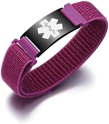 Personalized Sport Medical Alert Bracelets for Women Men - Custom Medical ID Bracelets with Free Engraving - Hook and Loop/Elastic/Stainless Steel/Silicone Watch Wristband Emergency Bracelet