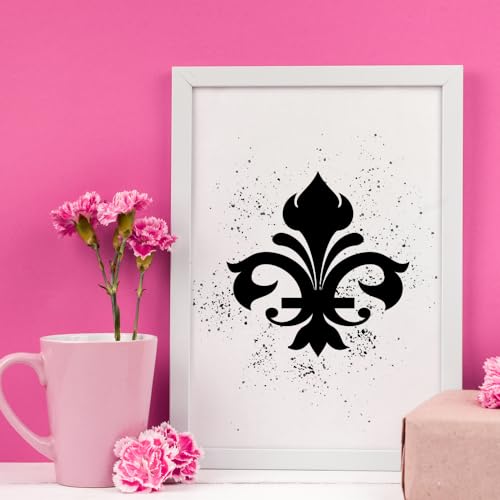 Fleur De Lis Stencil Set of 5 ? 12x12 Reusable Plastic Templates in Large & Small Sizes for Elegant Home Decor, Furniture, Walls & DIY Crafts