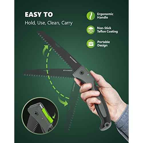 7 Inch Folding Hand Pruning Saw, Heavy Duty Foldable Camping Saw with 7¡± Hardened SK5 High Carbon Steel Blade Garden Folding Saw for Wood Cutting, Tree Trimming, Gardening, and Hunting