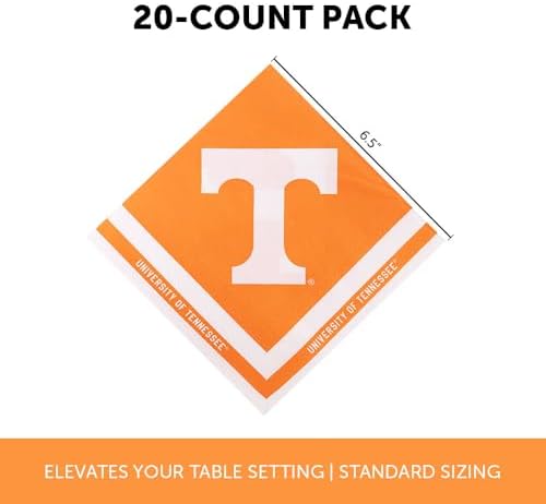 Desert Cactus University of Tennessee Disposable Napkins UT Knoxville Volunteers Vols 20 Count 2 Ply 13 inch Dinner Square for Tailgates, Graduation, Party and Game Day Decoration (Design A)