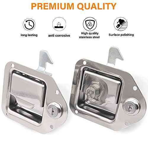 Tool Box Replacement Latch,2 stainless steel Truck Tool Box Latch Paddle Lock Replacement Handle 4-3/8inch x 3-1/4inch Paddle Key