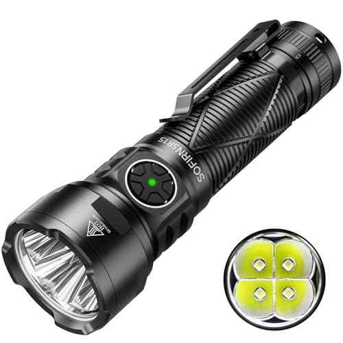 Sofirn SR15 Rechargeable Flashlight High Lumen, 4500 Lumen Super Bright Pocket Flashlight with Magnetic Base & IP68 Waterproof, Long Beam Distance EDC Flashlight for Emergency, Repair, Camping, Hiking
