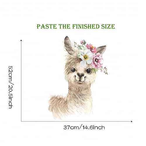 Cute Alpaca Cub Wall Stickers, sacinora Cartoon Animal Wall Decals Removable Vinyl Peel and Stick for Kids Baby Living Room Bedroom Children's Room Nursery Playroom Art Decorations