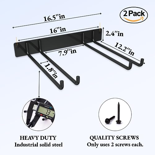 Folding Chair Storage Rack Wall Mount, Garden Tool Hanger for Garage Organization, Patio, Beach & Camping Chairs Organizer Hooks, Holds 240 lbs - 2 Pack