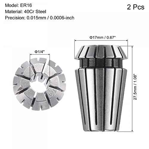 uxcell ER16 Spring Collet, 1/4" Chuck for CNC Engraving Machine Lathe Milling 2pcs